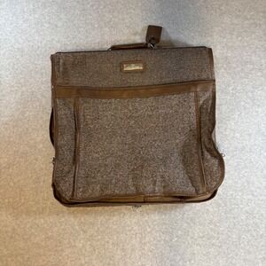 Jordache Garment Bag Unisex Brown Excellent Vintage Tweed Folding Suit Carrier